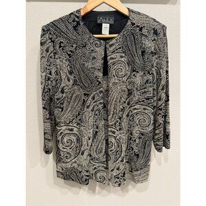 Alex Evenings Women's Tank And Jacket Set Large Glitter Paisley Dressy Business